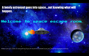 Screen shot of the Space escape room (Links to full escape room)