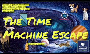 Screen shot of the Time Machine escape room (Links to full escape room)