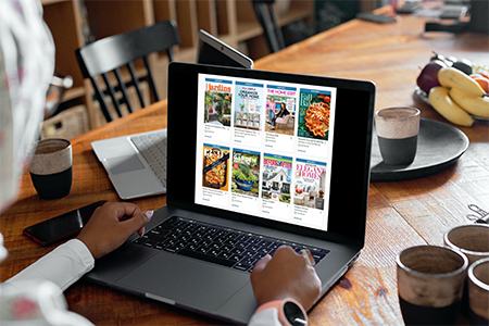 Person accessing digital home magazines (Links to OverDrive digital magazine section)