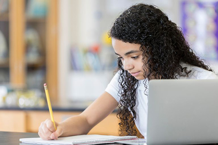 Student working on homework